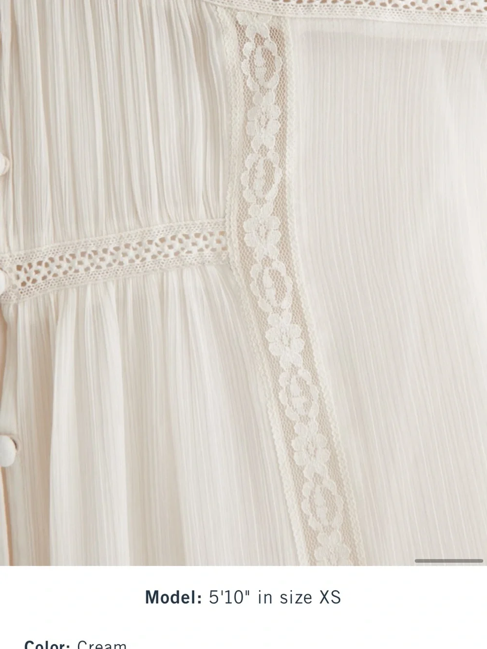 Abercrombie & Fitch Cream Lace-Trim Duster Dress